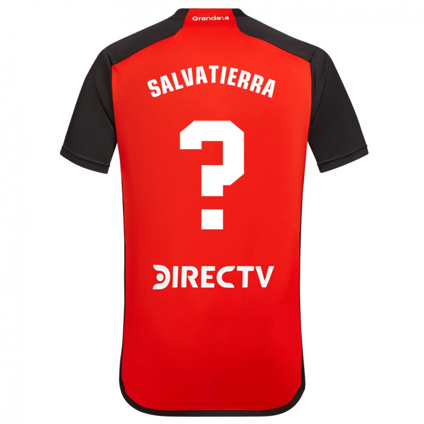 Niño Camiseta Thiago Salvatierra #0 Rojo Negro Blanco 2ª Equipación 2024/25 La Camisa Chile