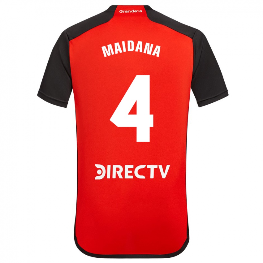 Niño Camiseta Jonatan Maidana #4 Rojo Negro Blanco 2ª Equipación 2024/25 La Camisa Chile