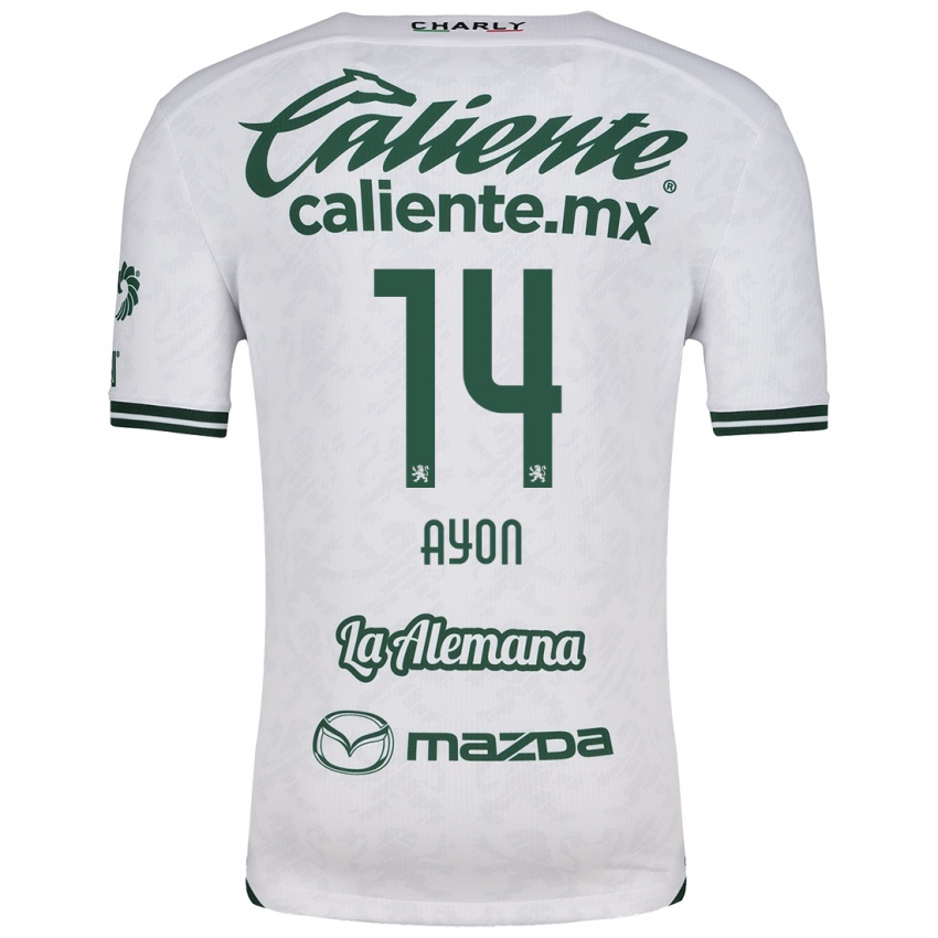 Niño Camiseta Ettson Ayón #14 Blanco Verde 2ª Equipación 2024/25 La Camisa Chile