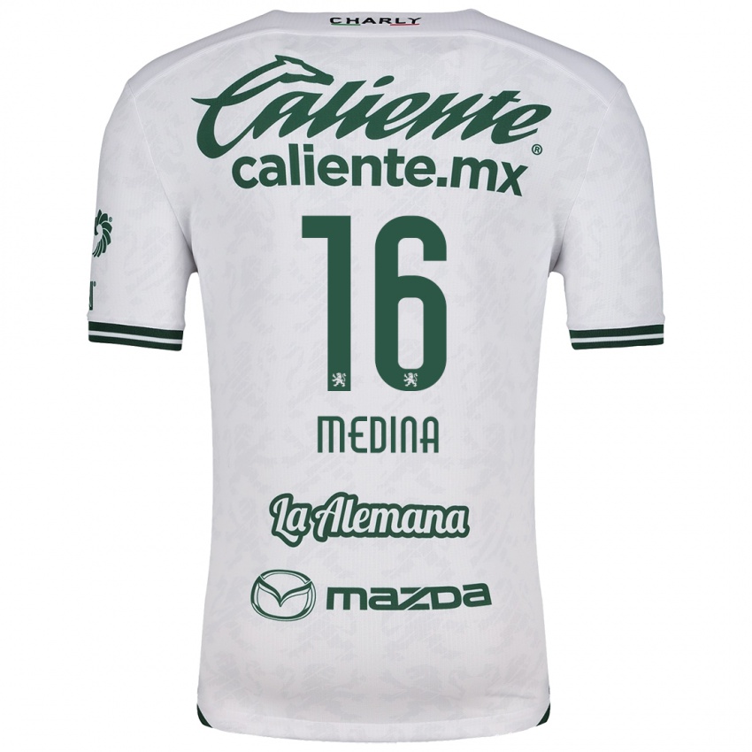 Niño Camiseta Alan Medina #16 Blanco Verde 2ª Equipación 2024/25 La Camisa Chile