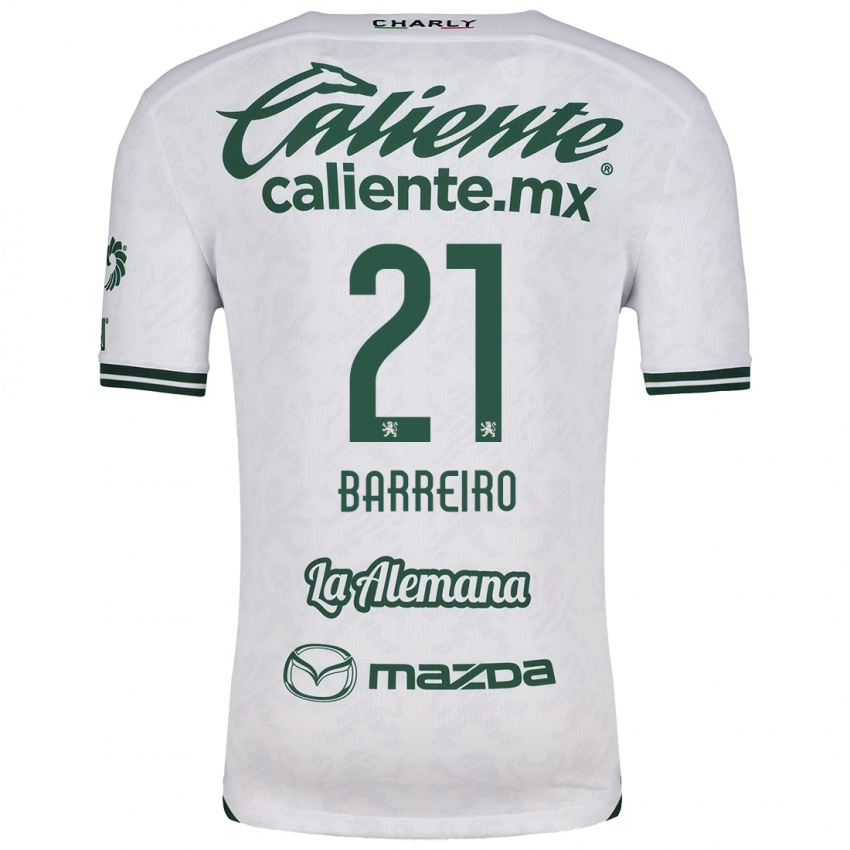 Niño Camiseta Stiven Barreiro #21 Blanco Verde 2ª Equipación 2024/25 La Camisa Chile