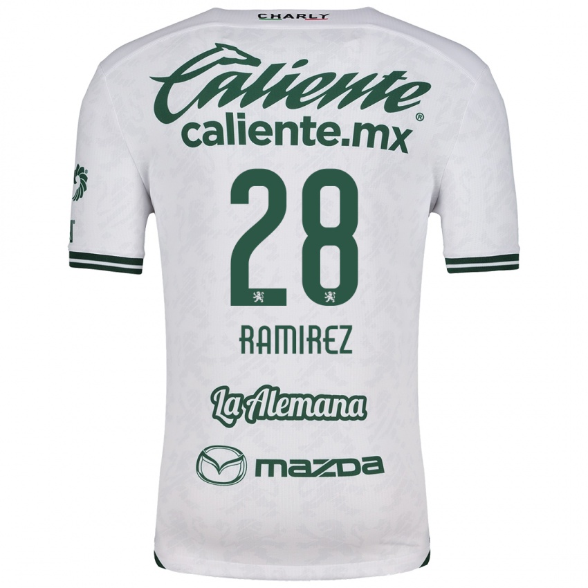 Niño Camiseta David Ramírez #28 Blanco Verde 2ª Equipación 2024/25 La Camisa Chile