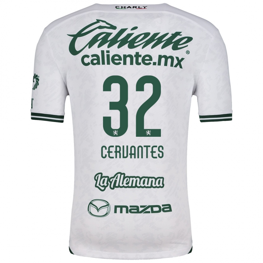 Niño Camiseta Luis Cervantes #32 Blanco Verde 2ª Equipación 2024/25 La Camisa Chile