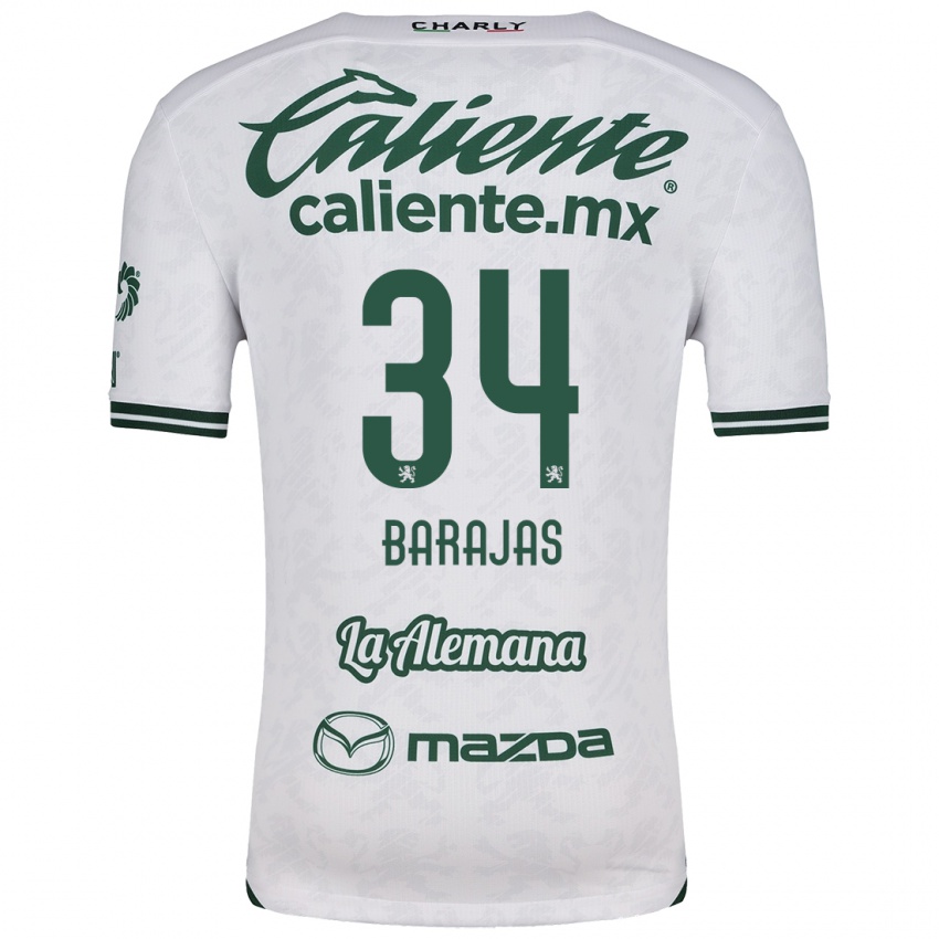 Niño Camiseta Víctor Barajas #34 Blanco Verde 2ª Equipación 2024/25 La Camisa Chile