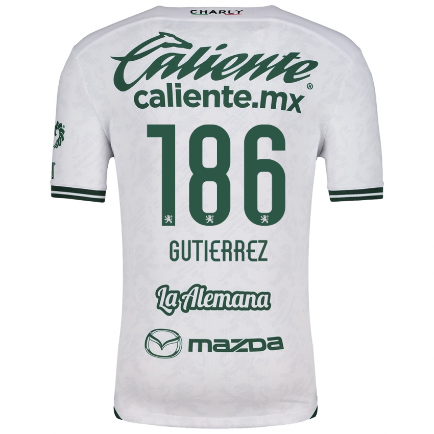 Niño Camiseta Alan Gutiérrez #186 Blanco Verde 2ª Equipación 2024/25 La Camisa Chile