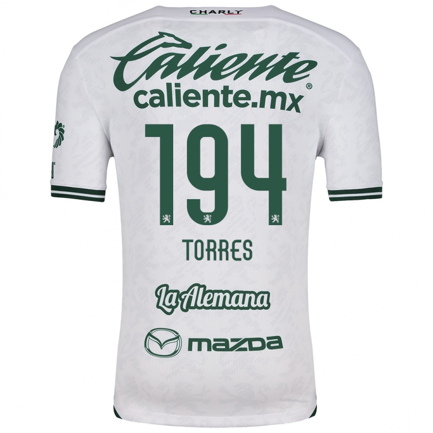 Niño Camiseta Erick Torres #194 Blanco Verde 2ª Equipación 2024/25 La Camisa Chile