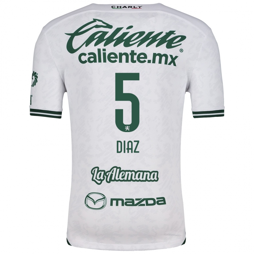 Niño Camiseta Brenda Díaz #5 Blanco Verde 2ª Equipación 2024/25 La Camisa Chile