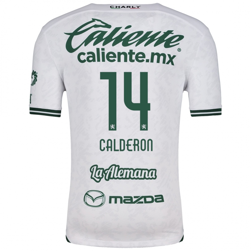 Niño Camiseta Daniela Calderón #14 Blanco Verde 2ª Equipación 2024/25 La Camisa Chile