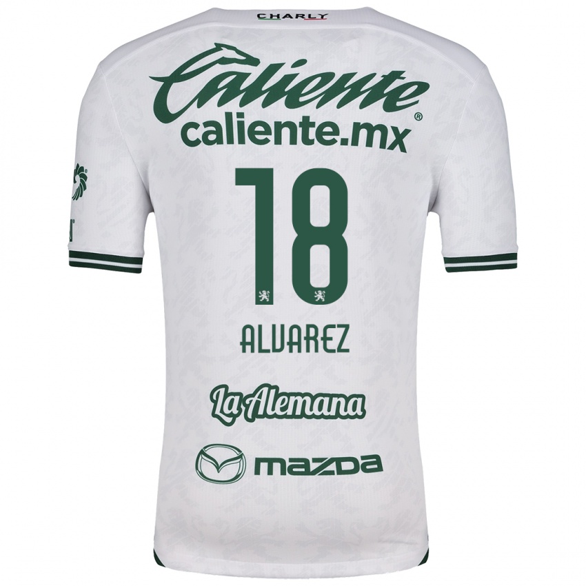 Niño Camiseta Yazmin Álvarez #18 Blanco Verde 2ª Equipación 2024/25 La Camisa Chile