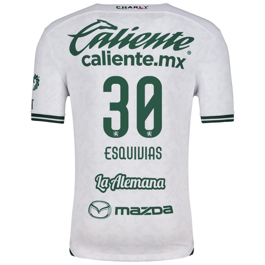 Niño Camiseta Isabela Esquivias #30 Blanco Verde 2ª Equipación 2024/25 La Camisa Chile