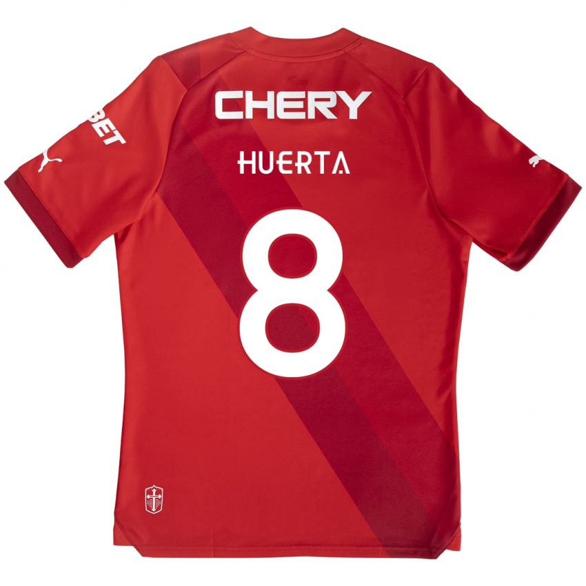 Niño Camiseta Valber Huerta #8 Rojo Blanco 2ª Equipación 2024/25 La Camisa Chile