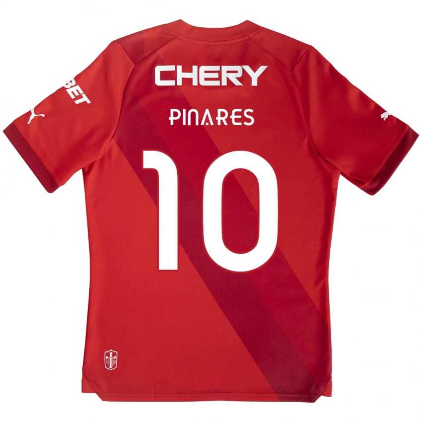 Niño Camiseta César Pinares #10 Rojo Blanco 2ª Equipación 2024/25 La Camisa Chile