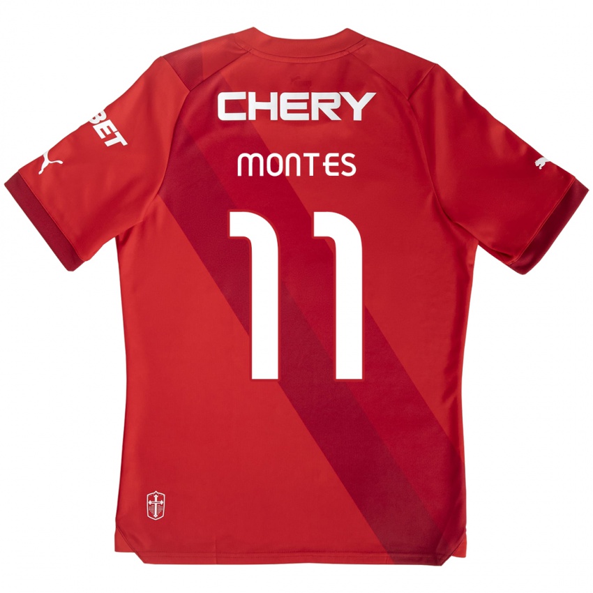 Niño Camiseta Clemente Montes #11 Rojo Blanco 2ª Equipación 2024/25 La Camisa Chile