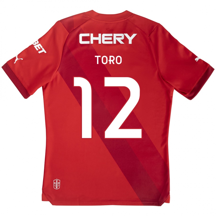 Niño Camiseta Ian Toro #12 Rojo Blanco 2ª Equipación 2024/25 La Camisa Chile