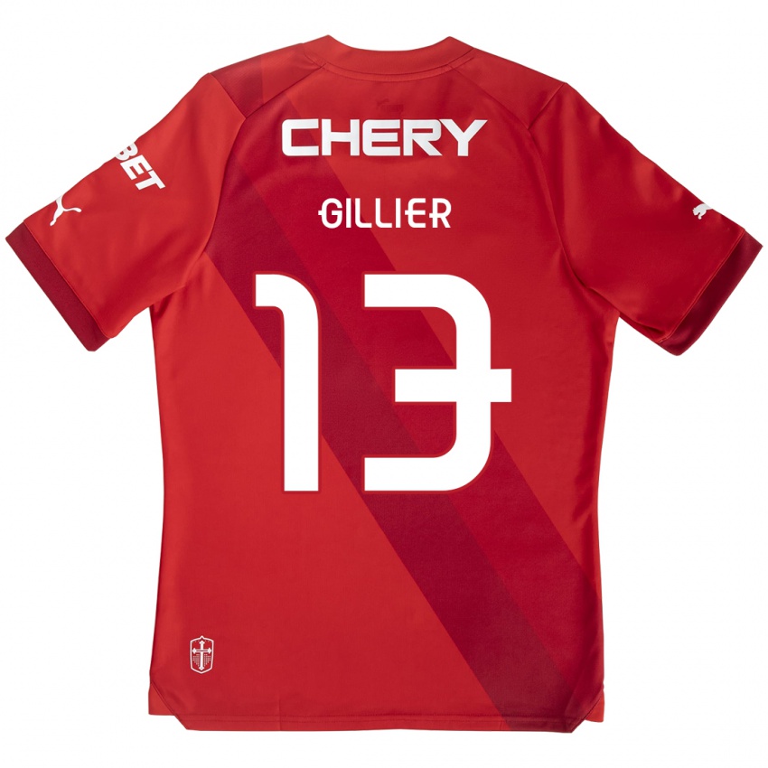 Niño Camiseta Thomas Gillier #13 Rojo Blanco 2ª Equipación 2024/25 La Camisa Chile