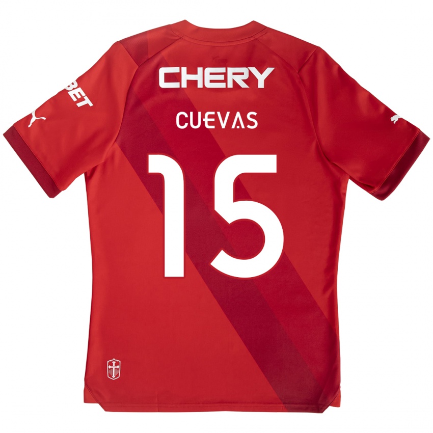 Niño Camiseta Cristian Cuevas #15 Rojo Blanco 2ª Equipación 2024/25 La Camisa Chile