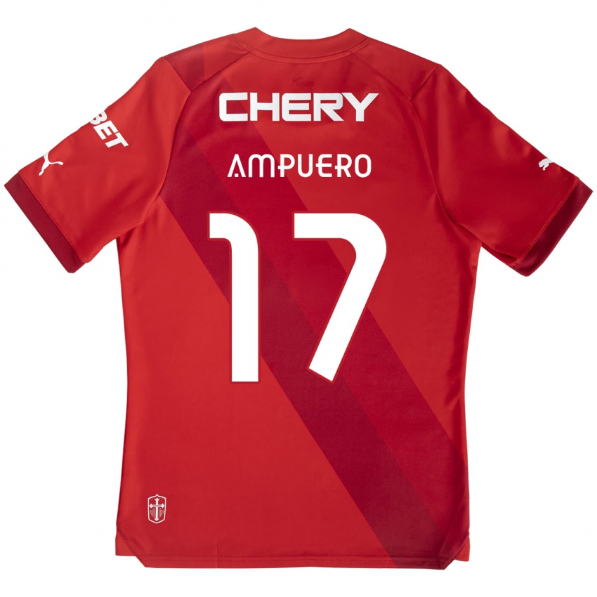 Niño Camiseta Branco Ampuero #17 Rojo Blanco 2ª Equipación 2024/25 La Camisa Chile