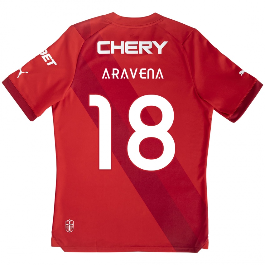 Niño Camiseta Alexander Aravena #18 Rojo Blanco 2ª Equipación 2024/25 La Camisa Chile