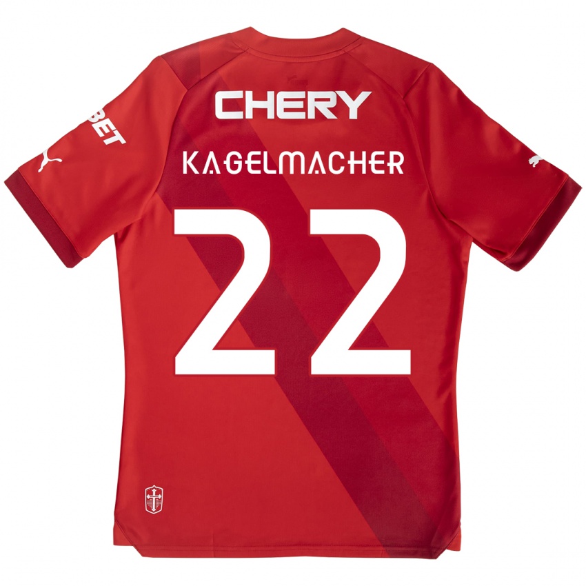 Niño Camiseta Gary Kagelmacher #22 Rojo Blanco 2ª Equipación 2024/25 La Camisa Chile