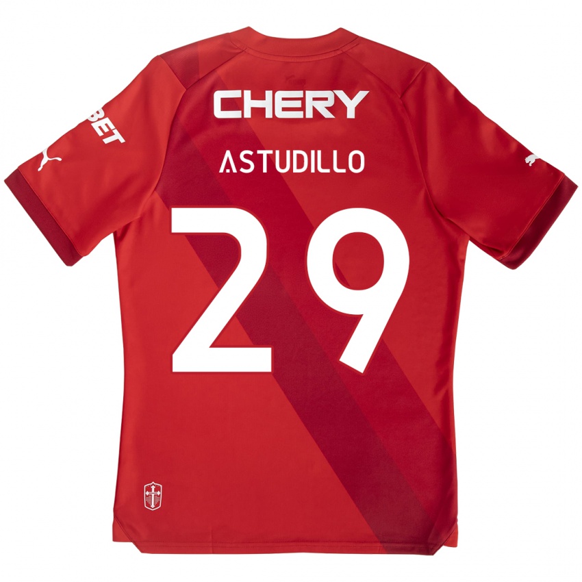 Niño Camiseta Aaron Astudillo #29 Rojo Blanco 2ª Equipación 2024/25 La Camisa Chile