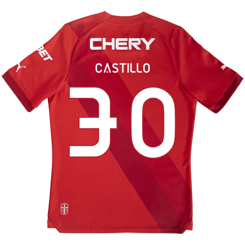 Niño Camiseta Nicolas Castillo #30 Rojo Blanco 2ª Equipación 2024/25 La Camisa Chile