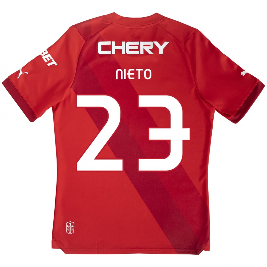 Niño Camiseta Byron Nieto #23 Rojo Blanco 2ª Equipación 2024/25 La Camisa Chile