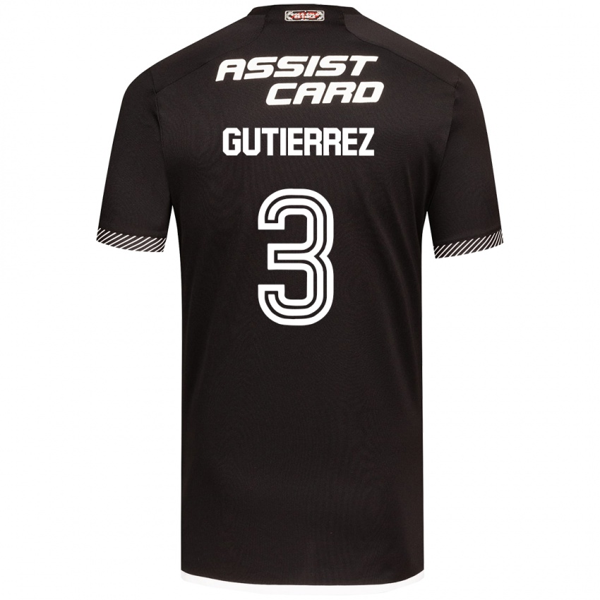 Niño Camiseta Daniel Gutiérrez #3 Blanco Negro 2ª Equipación 2024/25 La Camisa Chile