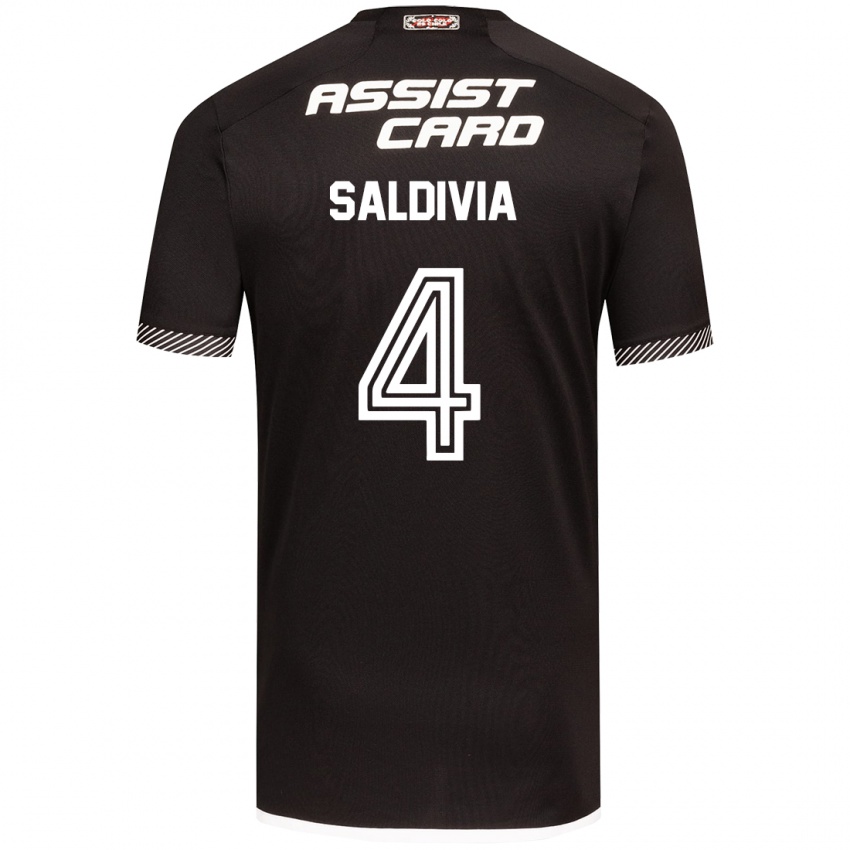 Niño Camiseta Alan Saldivia #4 Blanco Negro 2ª Equipación 2024/25 La Camisa Chile