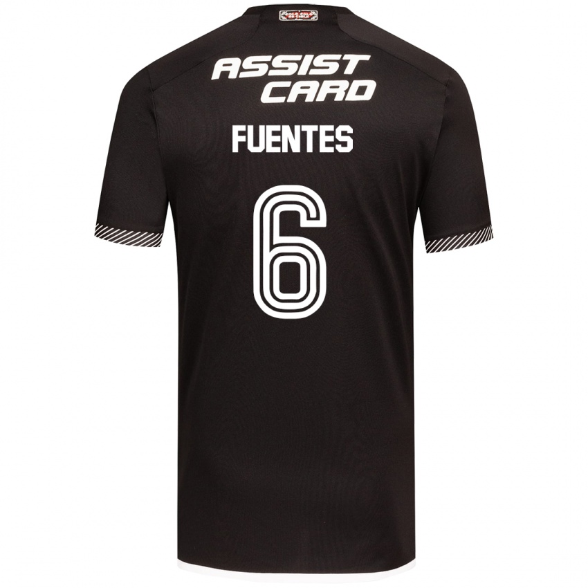 Niño Camiseta César Fuentes #6 Blanco Negro 2ª Equipación 2024/25 La Camisa Chile