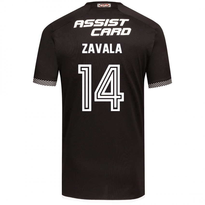 Niño Camiseta Cristián Zavala #14 Blanco Negro 2ª Equipación 2024/25 La Camisa Chile