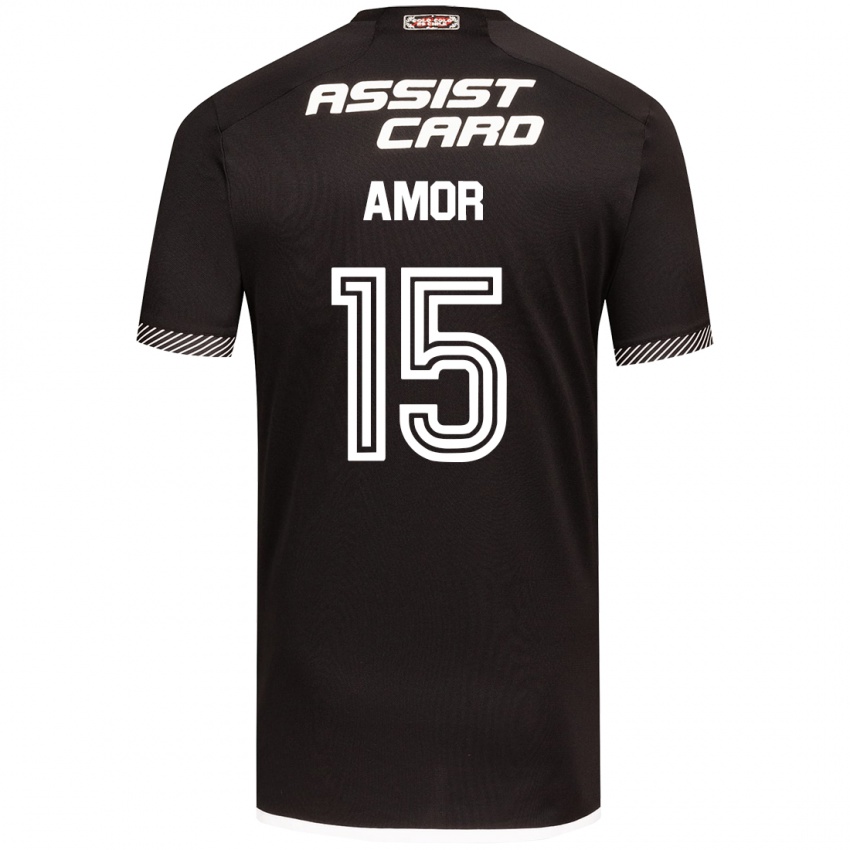 Niño Camiseta Emiliano Amor #15 Blanco Negro 2ª Equipación 2024/25 La Camisa Chile