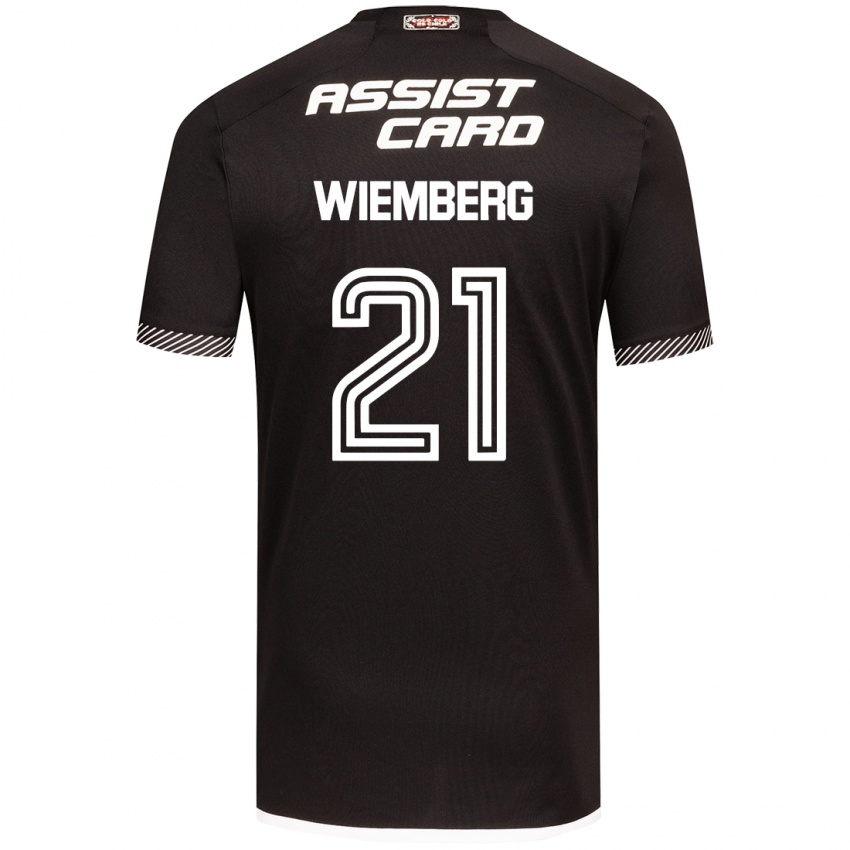 Niño Camiseta Erick Wiemberg #21 Blanco Negro 2ª Equipación 2024/25 La Camisa Chile