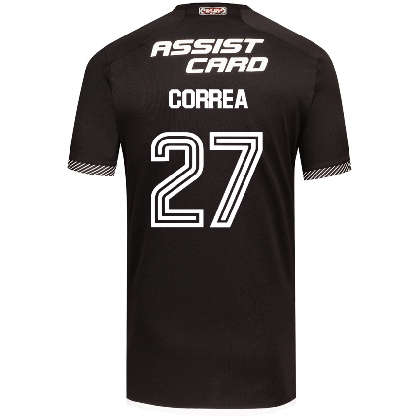 Niño Camiseta Javier Correa #27 Blanco Negro 2ª Equipación 2024/25 La Camisa Chile