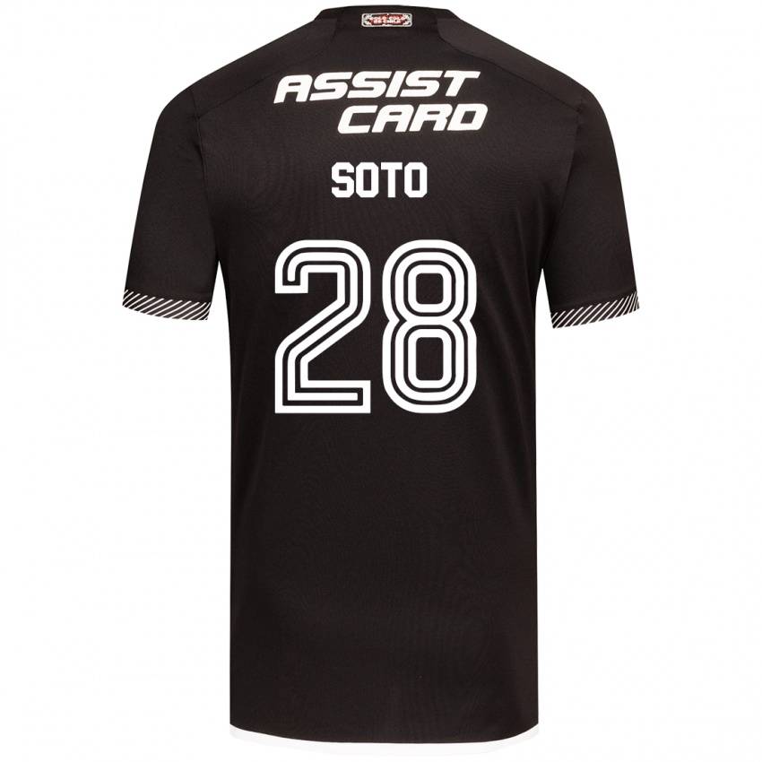 Niño Camiseta Lucas Soto #28 Blanco Negro 2ª Equipación 2024/25 La Camisa Chile