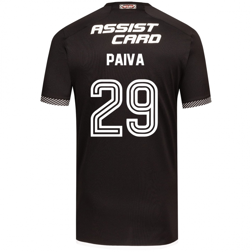 Niño Camiseta Guillermo Paiva #29 Blanco Negro 2ª Equipación 2024/25 La Camisa Chile