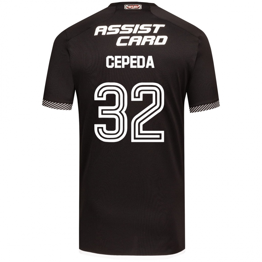 Niño Camiseta Lucas Cepeda #32 Blanco Negro 2ª Equipación 2024/25 La Camisa Chile