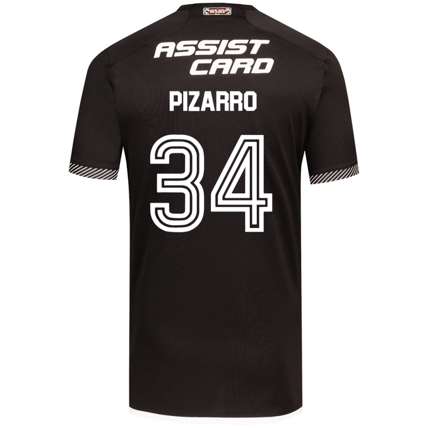 Niño Camiseta Vicente Pizarro #34 Blanco Negro 2ª Equipación 2024/25 La Camisa Chile