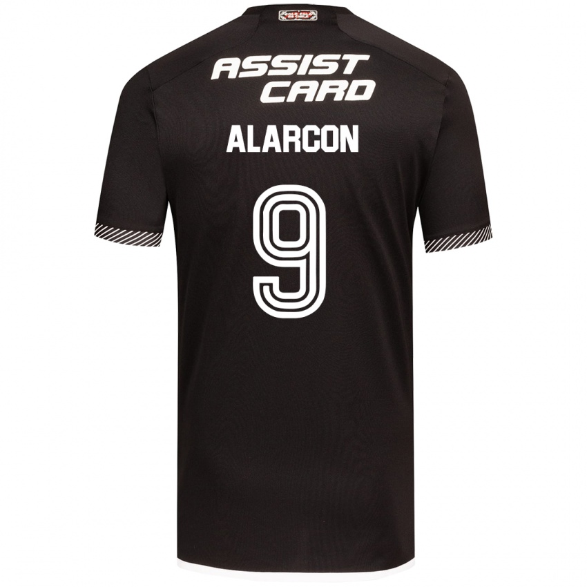 Niño Camiseta Cristian Alarcón #9 Blanco Negro 2ª Equipación 2024/25 La Camisa Chile