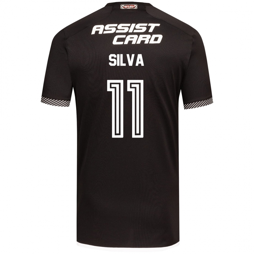 Niño Camiseta Martín Silva #11 Blanco Negro 2ª Equipación 2024/25 La Camisa Chile