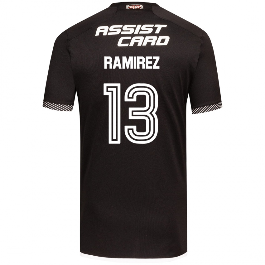 Niño Camiseta Fernanda Ramírez #13 Blanco Negro 2ª Equipación 2024/25 La Camisa Chile