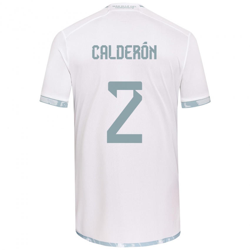 Niño Camiseta Franco Calderón #2 Gris Blanco 2ª Equipación 2024/25 La Camisa Chile