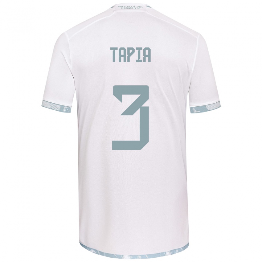 Niño Camiseta Ignacio Tapia #3 Gris Blanco 2ª Equipación 2024/25 La Camisa Chile