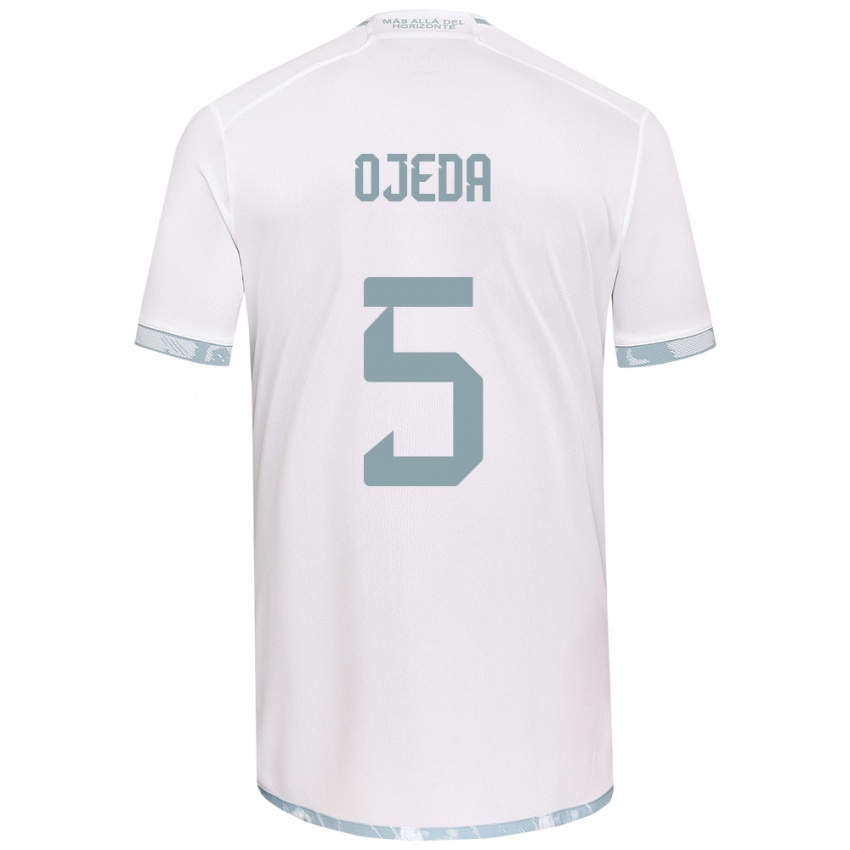 Niño Camiseta Emmanuel Ojeda #5 Gris Blanco 2ª Equipación 2024/25 La Camisa Chile