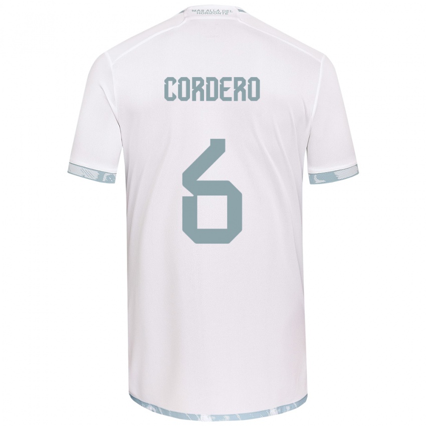 Niño Camiseta Renato Cordero #6 Gris Blanco 2ª Equipación 2024/25 La Camisa Chile