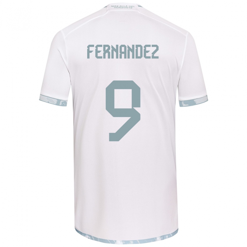 Niño Camiseta Leandro Fernández #9 Gris Blanco 2ª Equipación 2024/25 La Camisa Chile