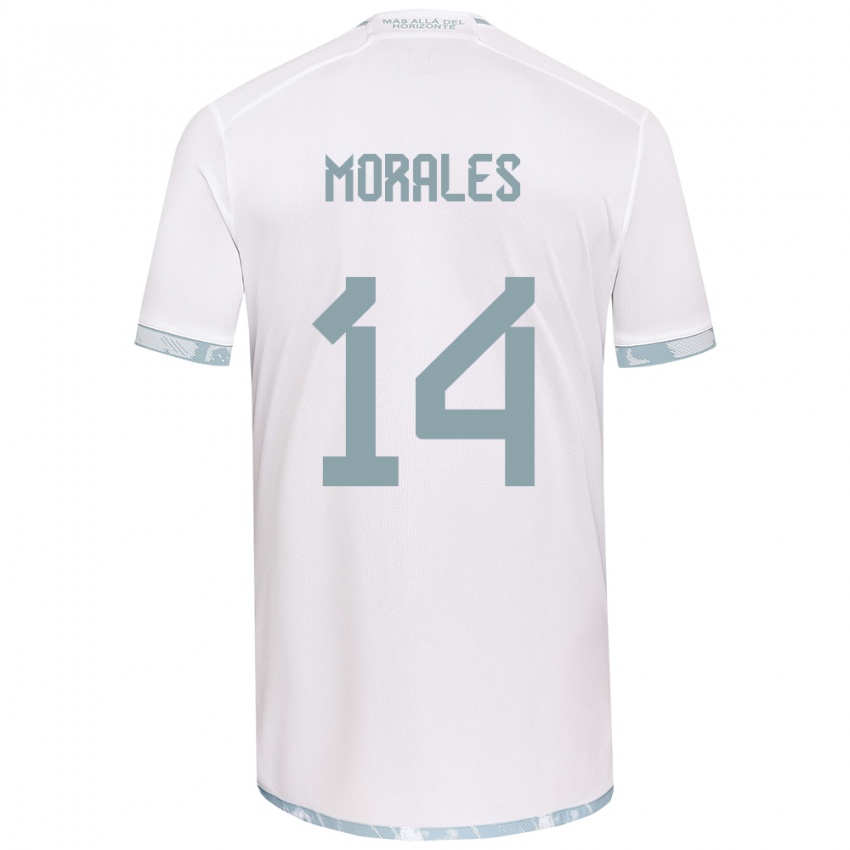 Niño Camiseta Marcelo Morales #14 Gris Blanco 2ª Equipación 2024/25 La Camisa Chile