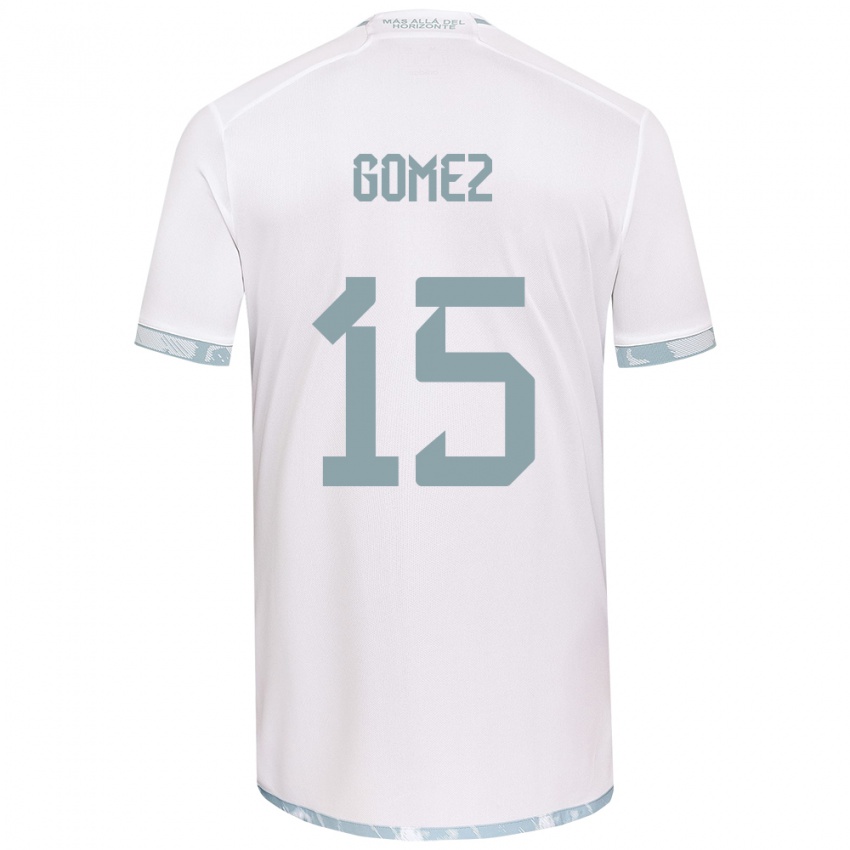 Niño Camiseta Juan Pablo Gómez #15 Gris Blanco 2ª Equipación 2024/25 La Camisa Chile