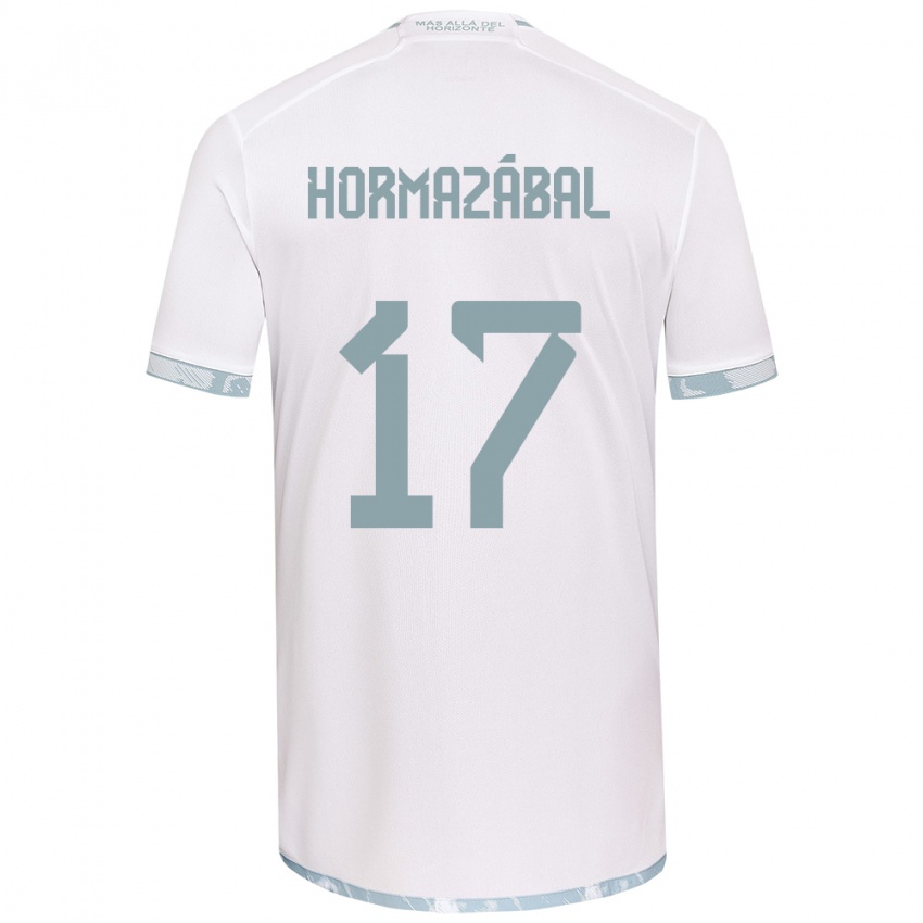 Niño Camiseta Fabián Hormazábal #17 Gris Blanco 2ª Equipación 2024/25 La Camisa Chile