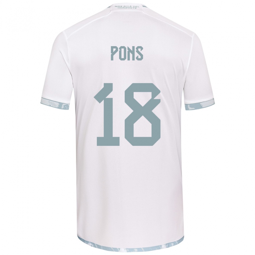 Niño Camiseta Luciano Pons #18 Gris Blanco 2ª Equipación 2024/25 La Camisa Chile