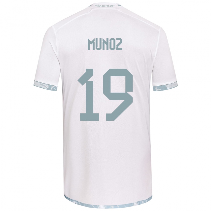 Niño Camiseta Cristóbal Muñoz #19 Gris Blanco 2ª Equipación 2024/25 La Camisa Chile